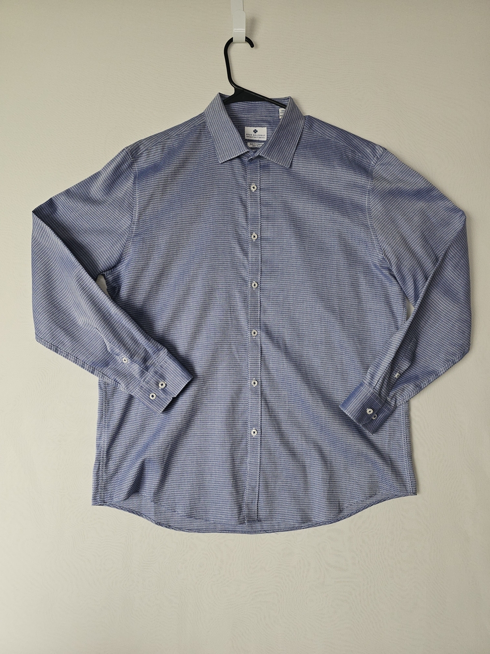 Ryan Seacrest Mens 17 34/35 XL Blue Geo Shirt Non Iron